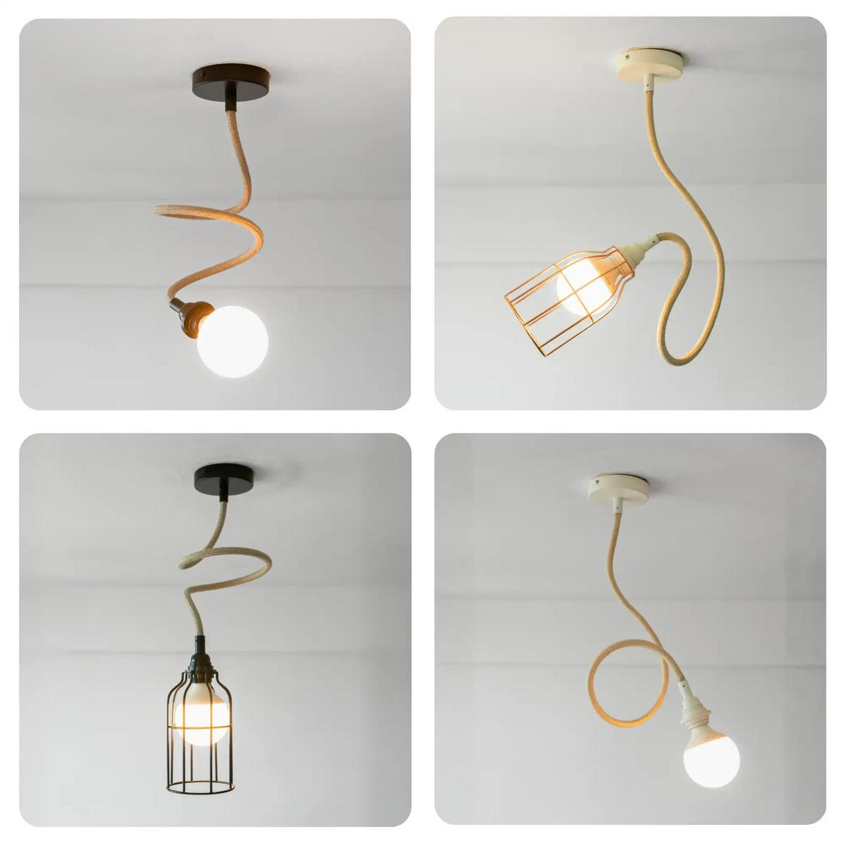 PENDELLEUCHTE TWIST 1 Flammig - Beige/Schwarz, Naturmaterialien (90/12/90cm) - HOOPZI