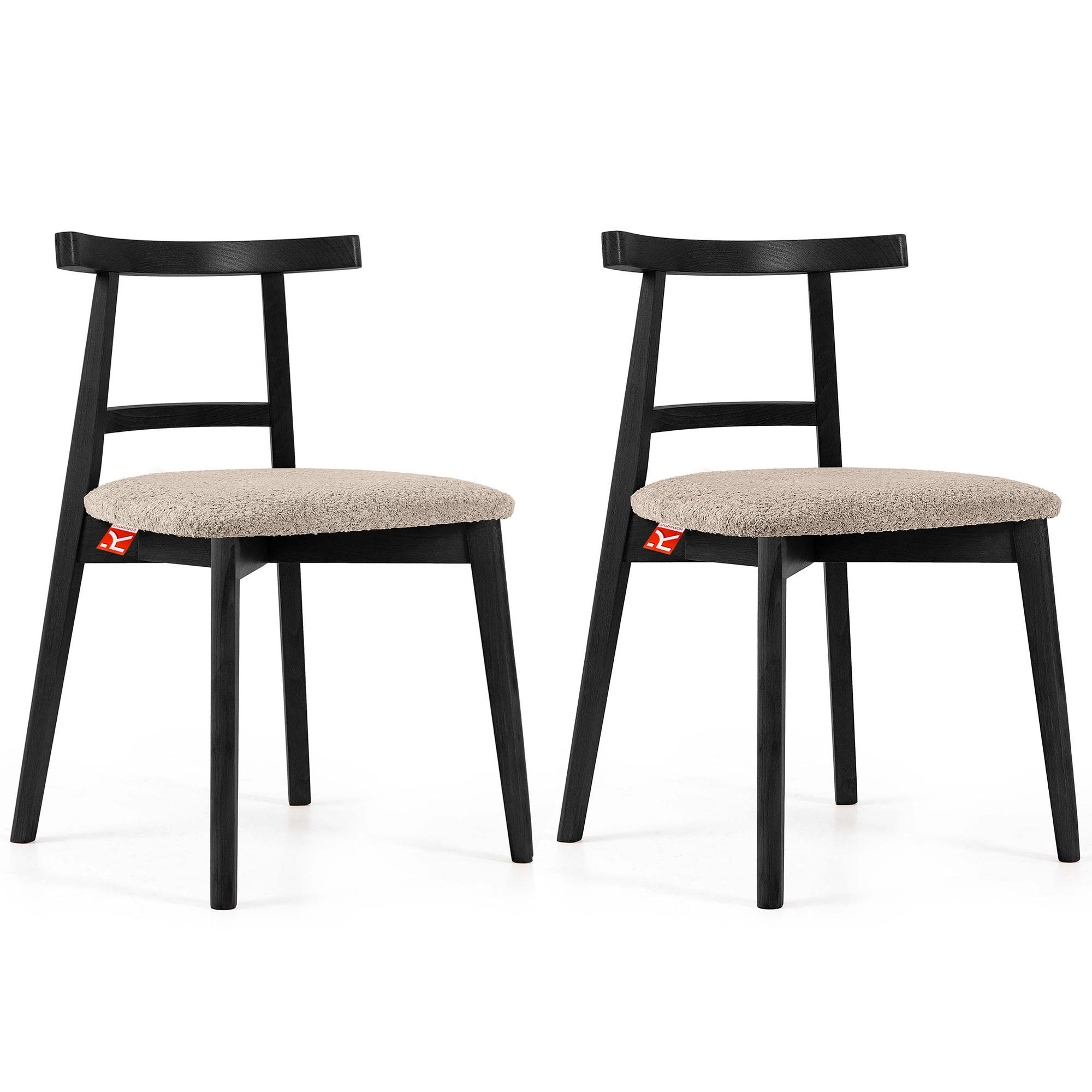 Konsimo® Holzstuhl Schwarz, Beige 47x76.5x45 cm