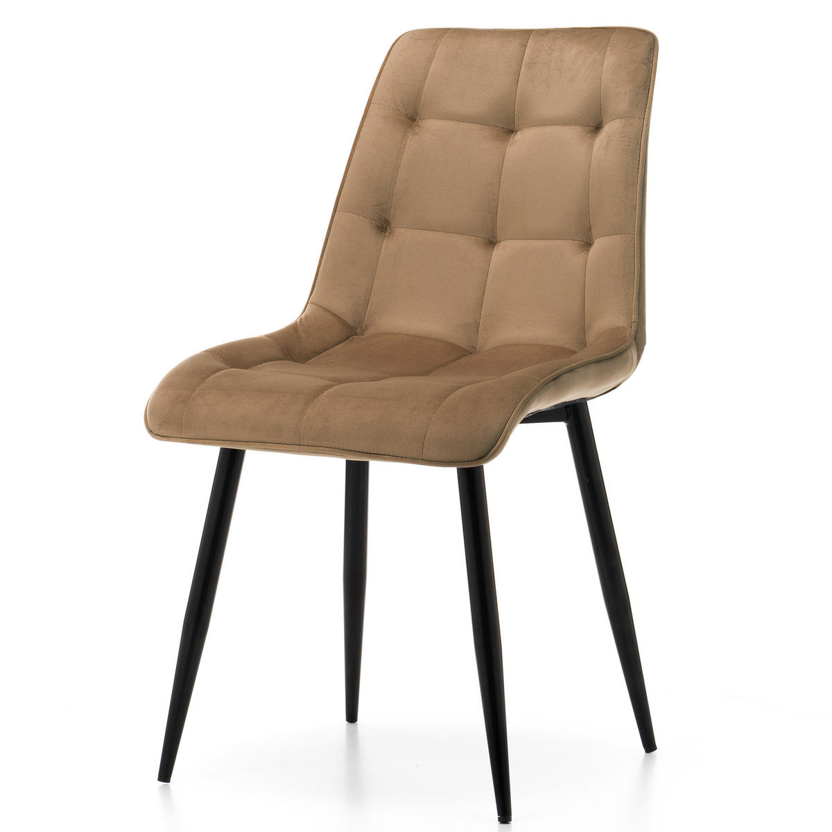 STUHL CHIC gespolsterter mit Steppung - beige - Samt Velours - Hellbraun/Beige, Metall (50/88/47cm) - NEW HOME
