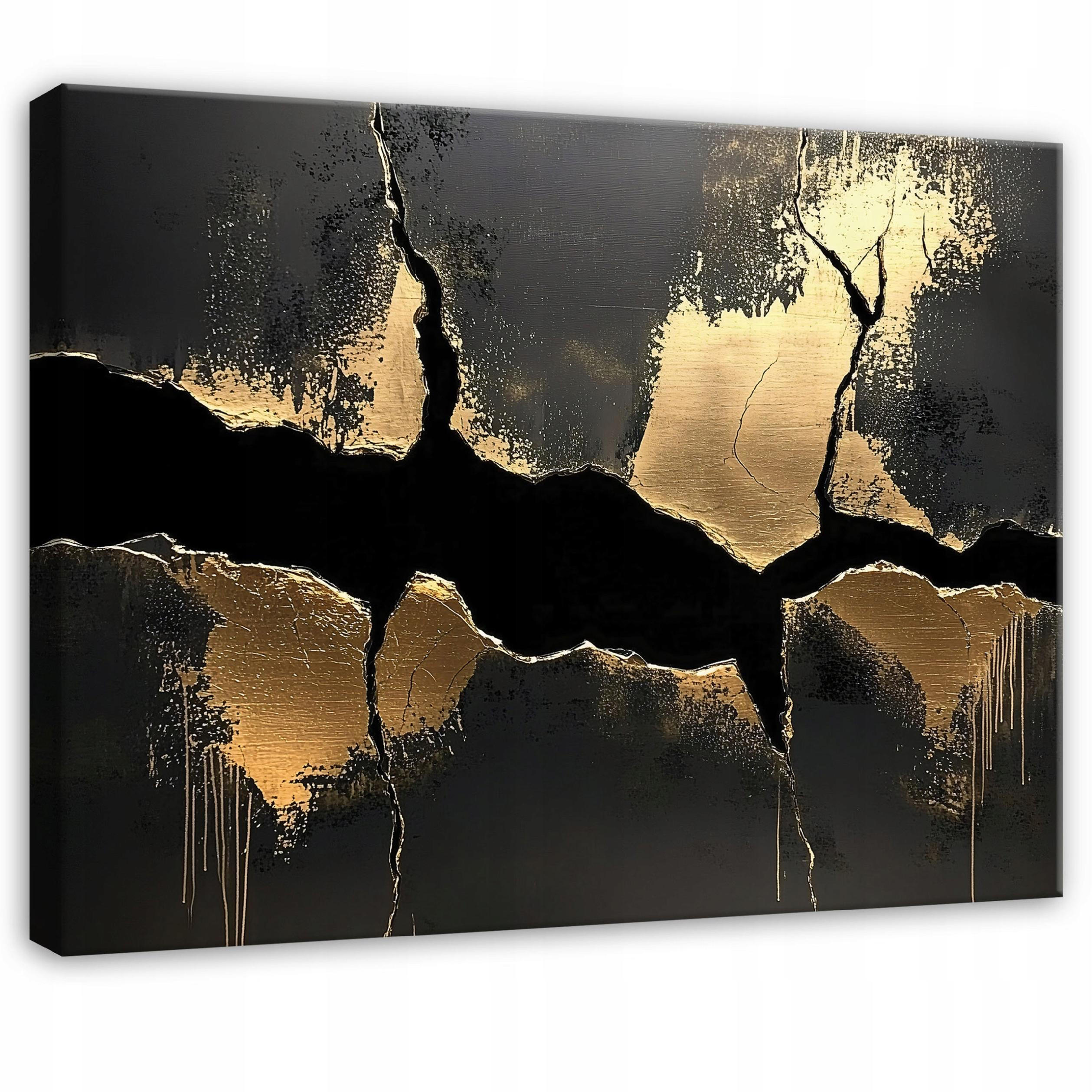 BILDER Abstrakt Marmor Schwarz Gold Modern Wohnzimmer 100x70 - Schwarz, Holzwerkstoff (100/70cm) - Wallarena
