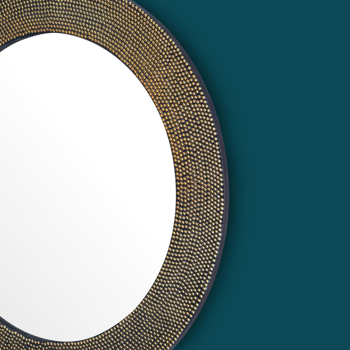 WANDSPIEGEL Rund Metall Gold 60 cm Mit Perlenrahmen - Goldfarben, Glas (60/60/3cm) - KADIMA DESIGN