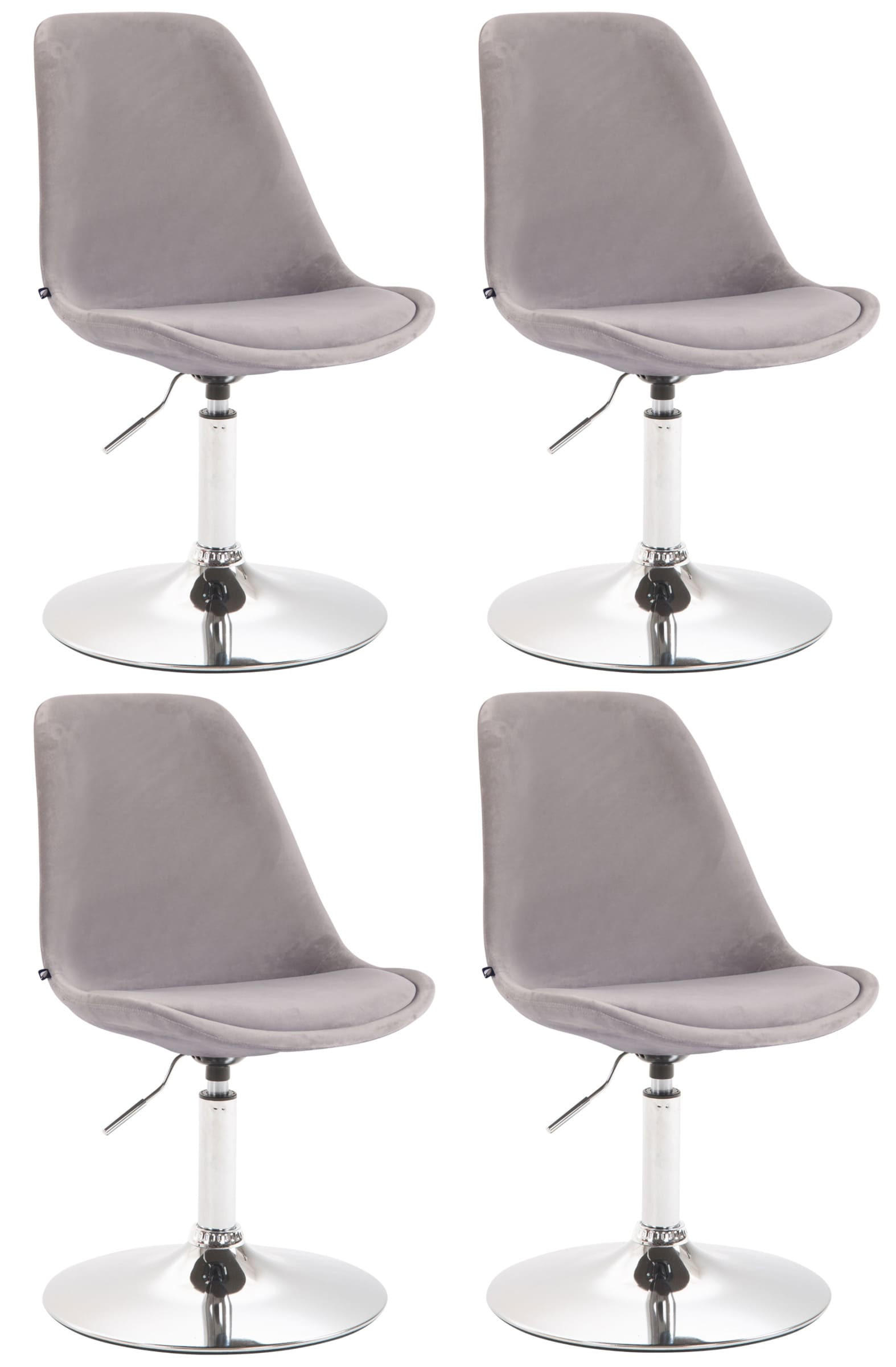 STUHL 4er Set Samt grau - Chromfarben/Grau, Textil/Metall (48/76/57cm) - CLP