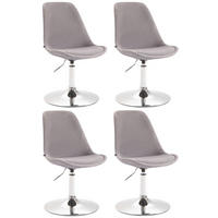 STUHL 4er Set Samt grau - Chromfarben/Grau, Textil/Metall (48/76/57cm) - CLP