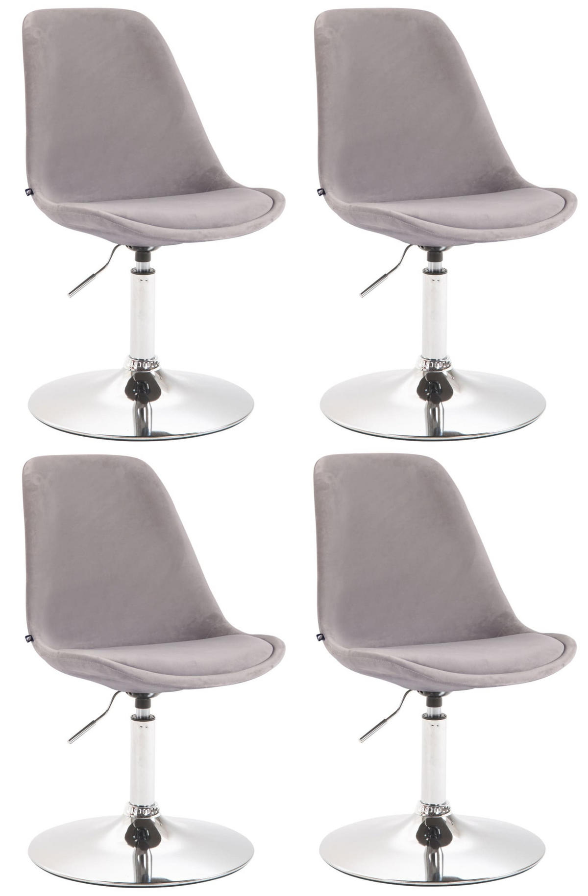 STUHL 4er Set Samt grau - Chromfarben/Grau, Textil/Metall (48/76/57cm) - CLP