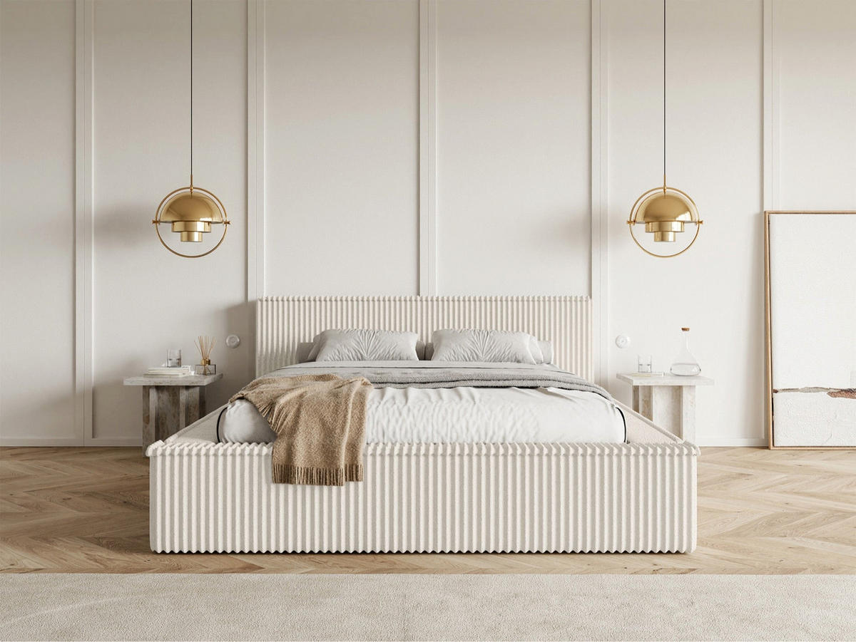 POLSTERBETT AFFOLIO Creme 140x200 cm - Creme/Schwarz, Holz/Textil (140/200cm) - Selsey