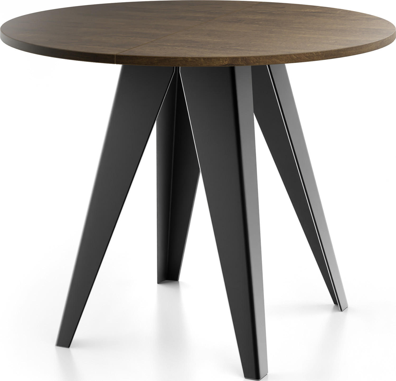 ESSTISCH Glory runder ausziehbarer, Lefkas Eiche 100-140/100/76 cm - Alteiche/Schwarz, Holzwerkstoff/Metall (100/100/76cm) - WFL GROUP