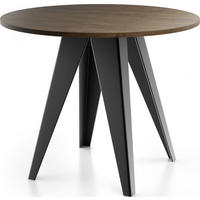 ESSTISCH Glory runder ausziehbarer, Lefkas Eiche 100-140/100/76 cm - Alteiche/Schwarz, Holzwerkstoff/Metall (100/100/76cm) - WFL GROUP