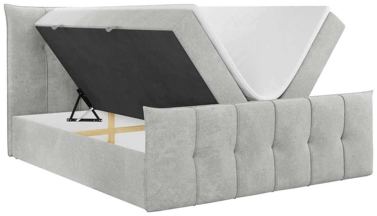 BOXBETT PREMIUM 11 180/200 Hellgrau Struktur - H3 - Hellgrau, Holz/Textil (180/200cm) - MKS