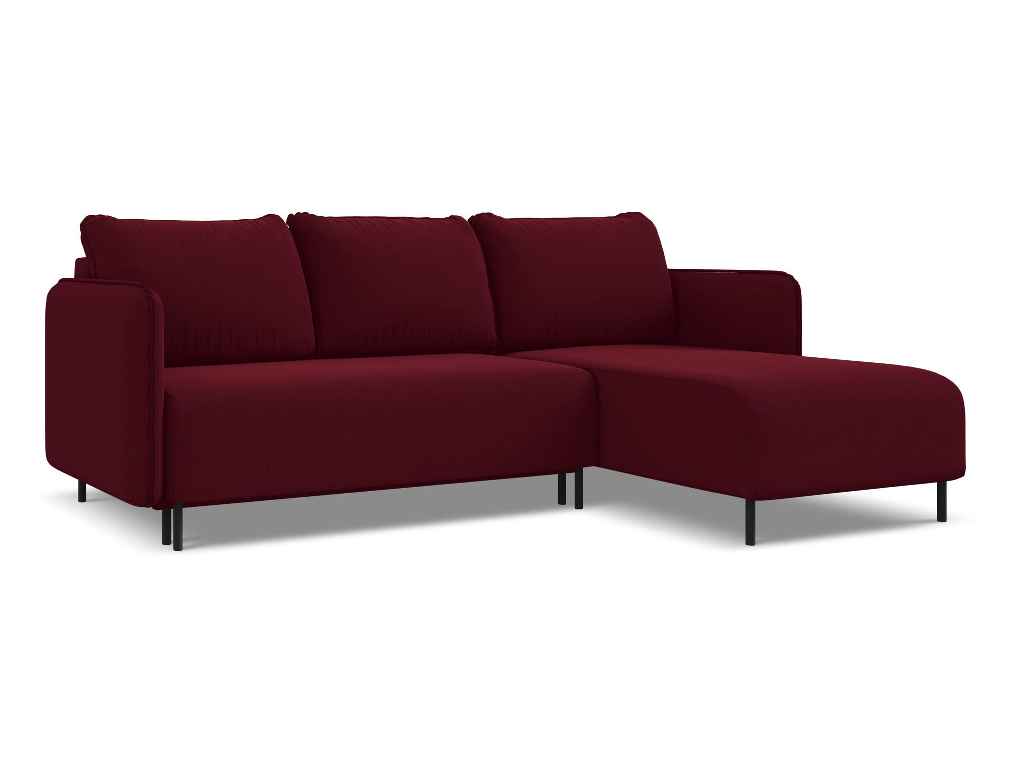 ECKSOFA mit Schlaffunktion Samt Stoff Rot - Bordeaux/Rot, Holz/Textil (236/162cm) - Makamii