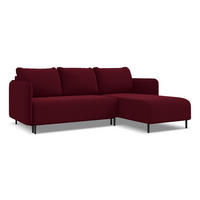 ECKSOFA mit Schlaffunktion Samt Stoff Rot - Bordeaux/Rot, Holz/Textil (236/162cm) - Makamii