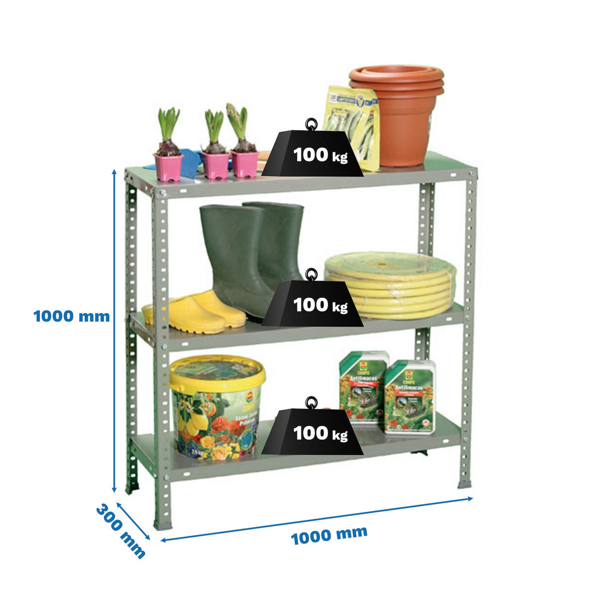SCHRAUBREGAL PANDA SMALL | HxBxT 100x100x30cm | 3 Fachböden | Fachlast 100kg | Grau - Grau, Metall (100/100/30cm) - PROREGAL