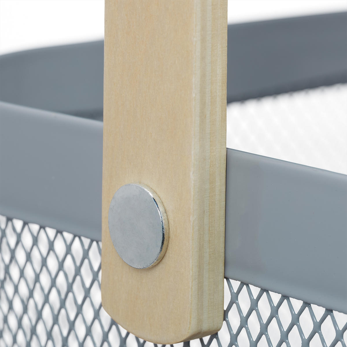 AUFBEWAHRUNGSKORB - Grau, Holz/Metall (26/17.5/24.5cm) - Relaxdays