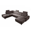 WOHNLANDSCHAFT mit Schlaffunktion, Bettkasten und verstellbaren Arm- und Kopflehnen - Chromfarben/Braun, Textil/Metall (349/88/233cm) - ed exciting design