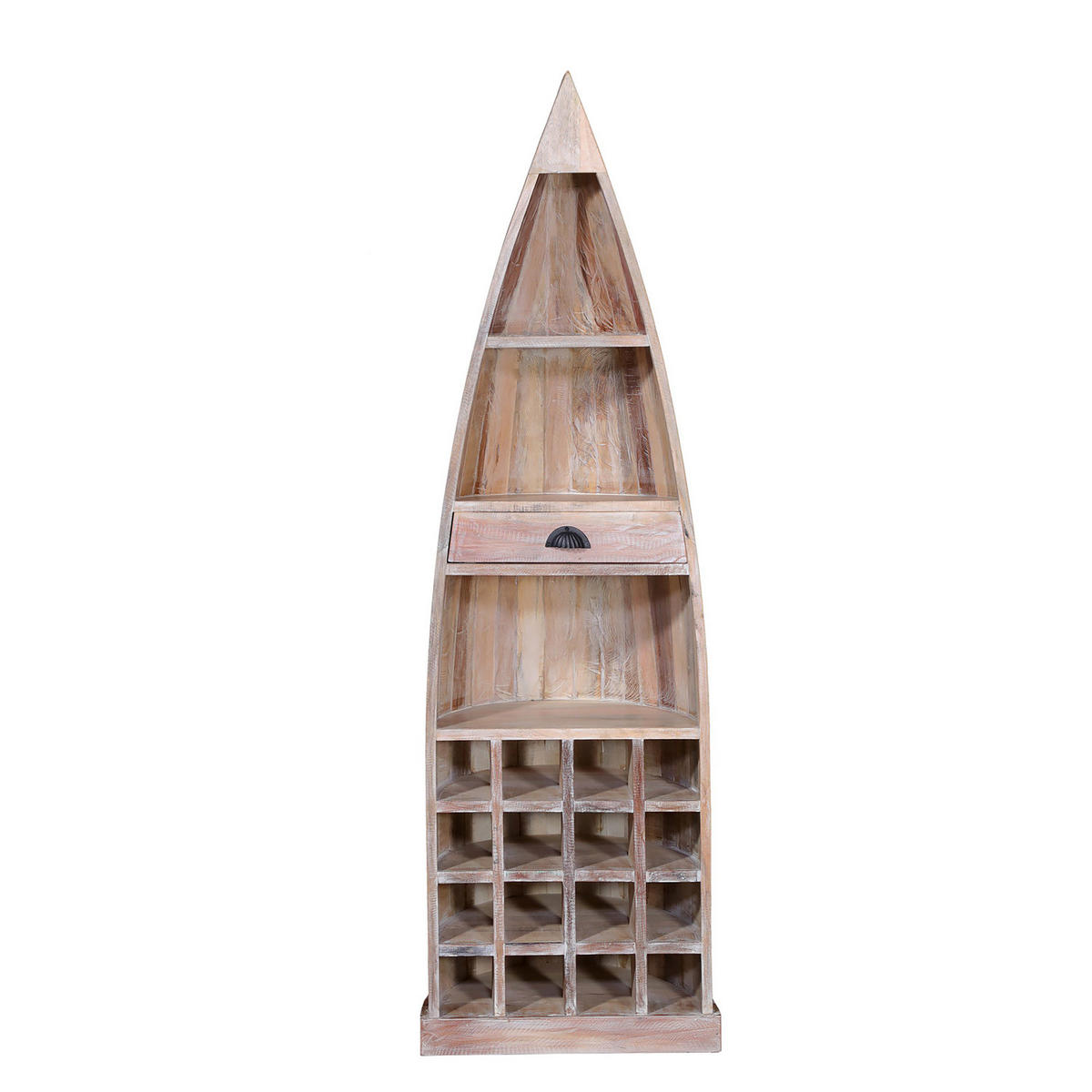 MASSIVES REGAL - Mango Weiß - Braun/Weiß, Holz (59/190/40cm) - home24