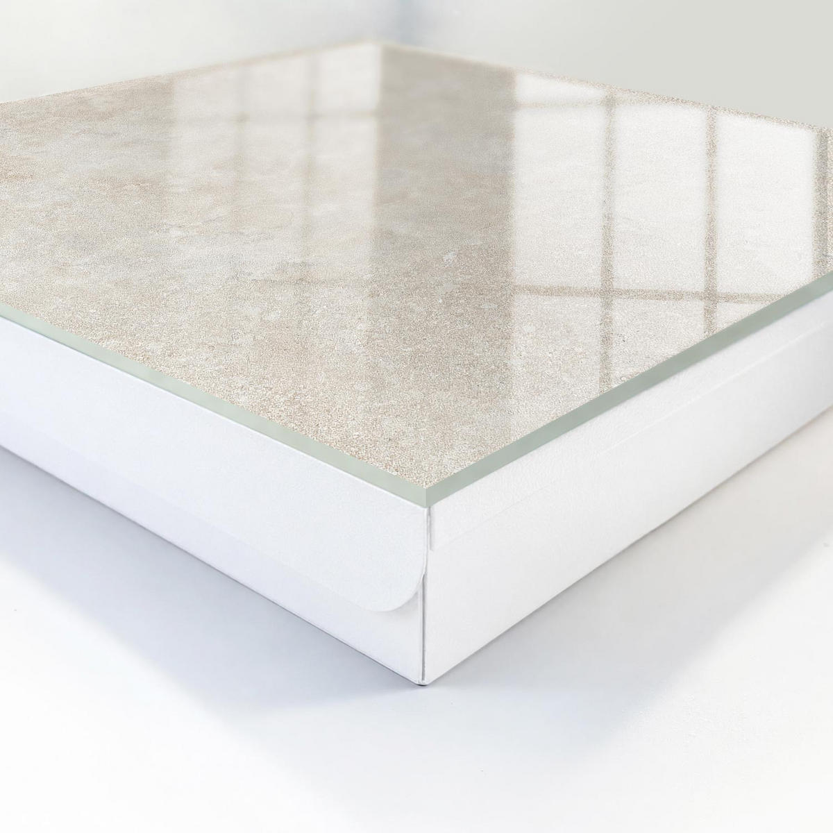 SCHLÜSSELBOX Weiß 30x30 cm – Türöffnung nach rechts - Zarter Sandstein - Beige, Metall (30/30/5cm) - TULUP