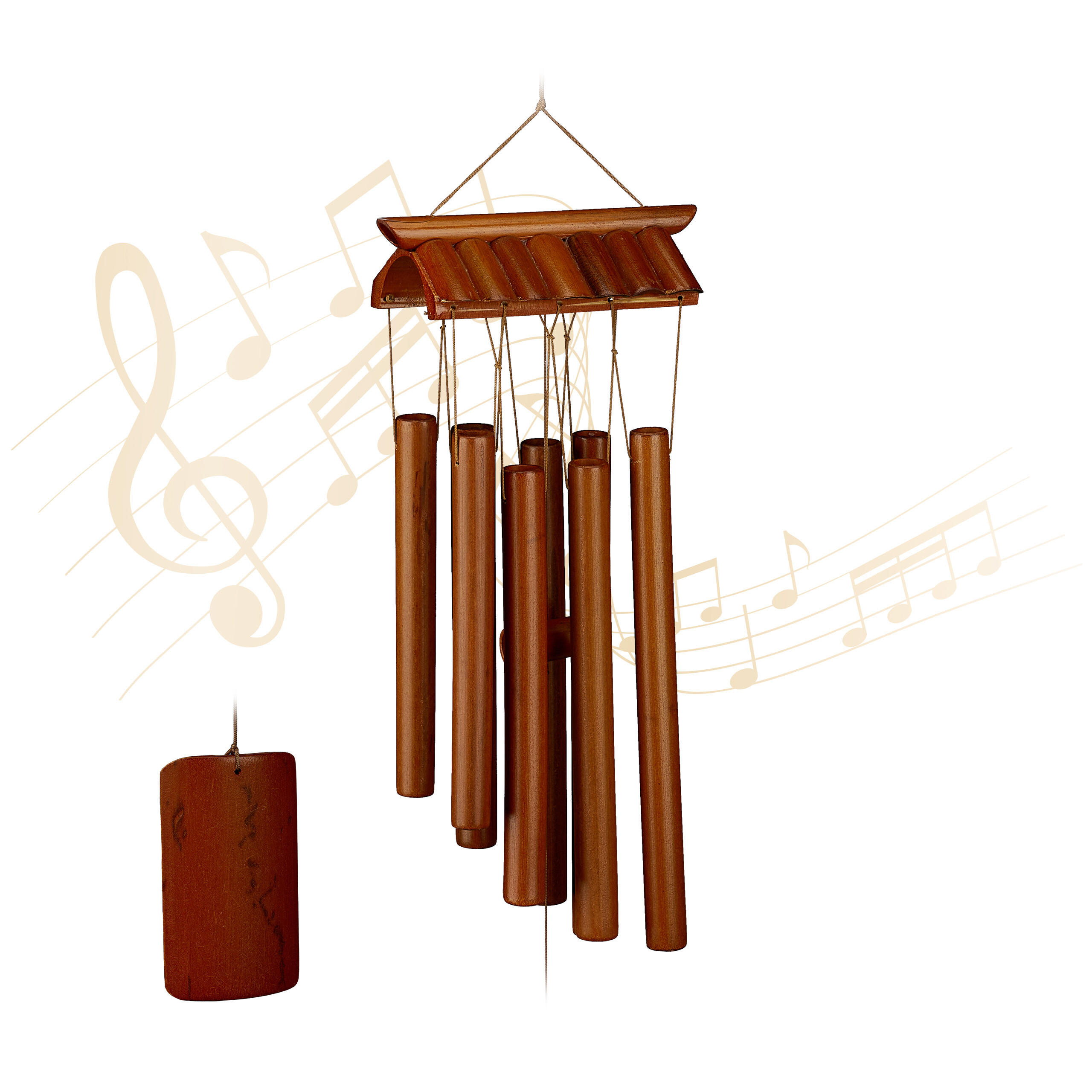 WINDSPIEL - Braun, Holz (8/15/62cm) - Relaxdays