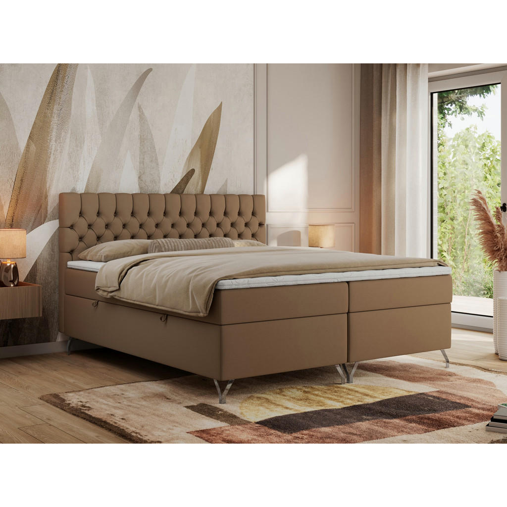 Thumbnail - MKS Boxbett, Braun, Textil, 2-Sitzer, H4, 7-Zonen, Rechteckig, 140x200 cm, Schlafzimmer, Betten, Boxspringbetten