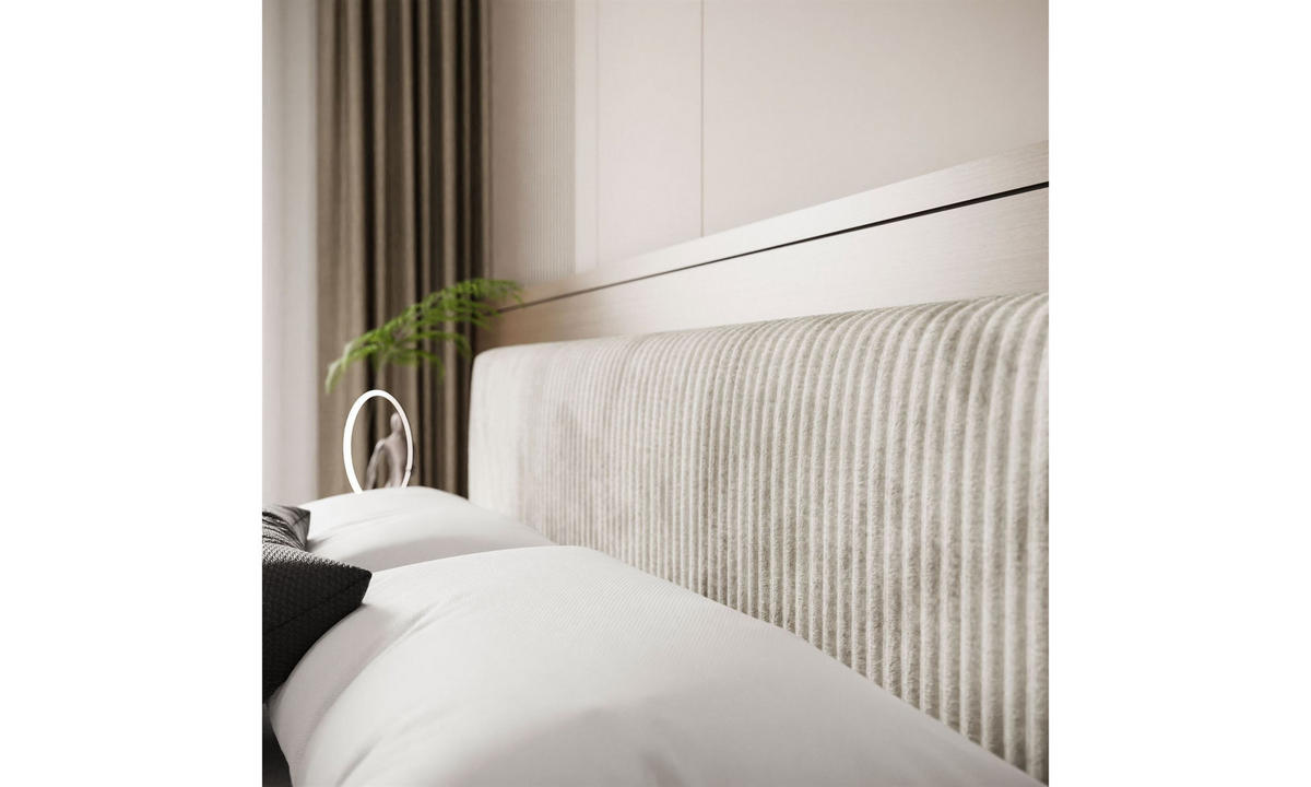 POLSTERBETT TILIA LUX 160x200 cm Tilia 03, 34 Holzlatten, Kopfteil 95 cm - Creme, Textil (160/200cm) - Lookway