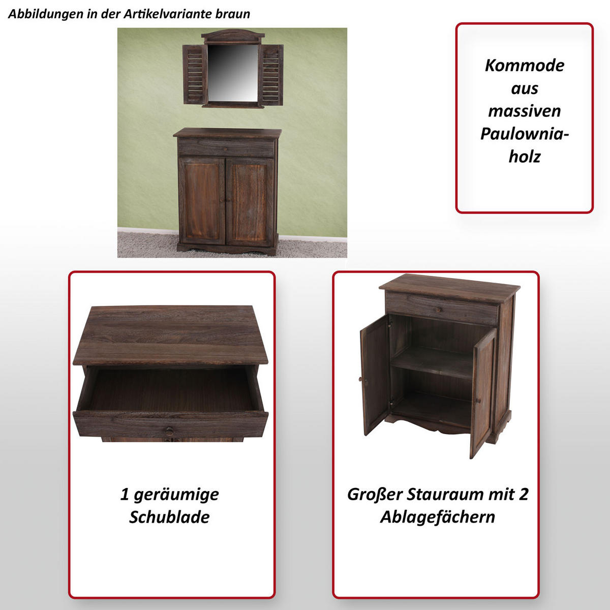 KOMMODE SCHRANK Braun - Braun, Holz (66/78/33cm) - MCW