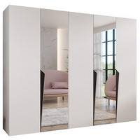 DREHTÜRENSCHRANK 202/250/52 5-türig - Schwarz/Weiß, Holz/Metall (250/202/52cm) - Abiks Möbel