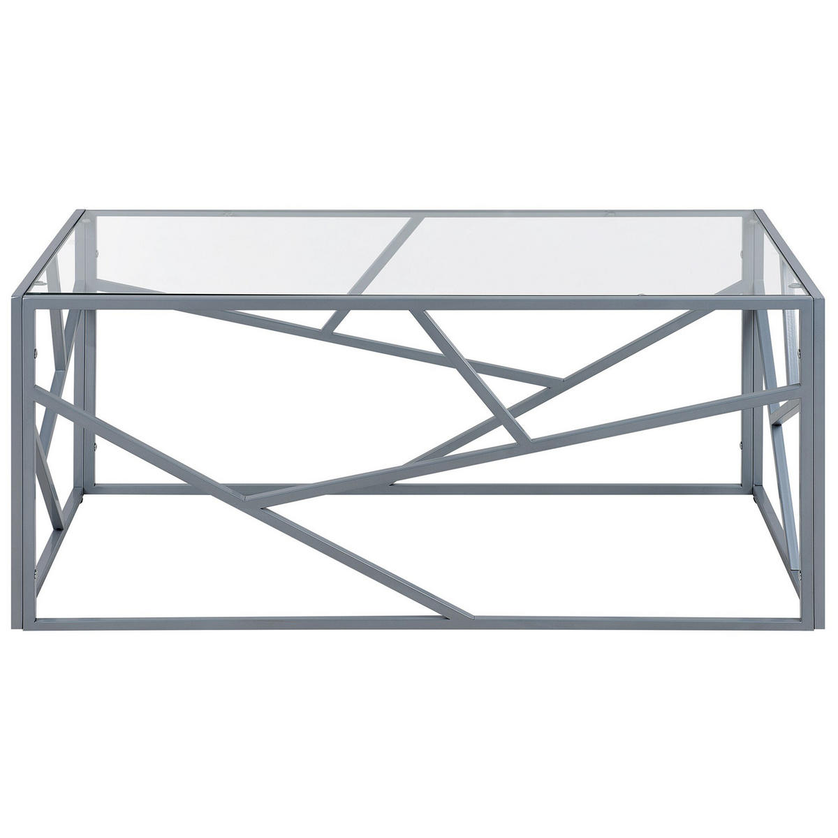 COUCHTISCH Glas Silber rechteckig 50/100 cm Orland - Silberfarben, Glas (100/50/45cm) - Beliani