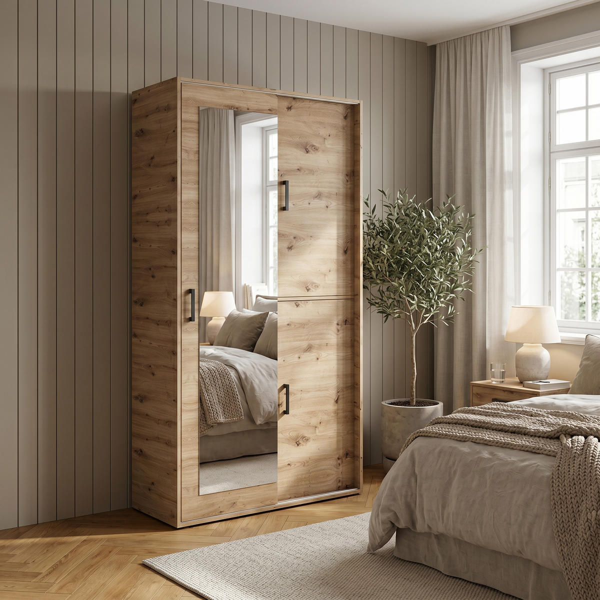 GARDEROBENSCHRANK BENVENO 100/21040 Modern Garderobenschrank Eiche Artisan - Eiche Artisan, Holzwerkstoff (100/210/40cm) - MASSENO