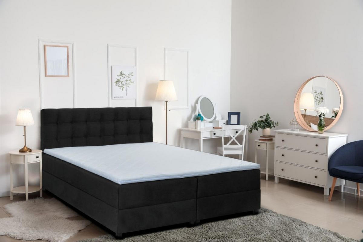 BOXBETT Malmo 200x200 cm mit Topper, zwei Bettkästen und Matratze, schwarz - Schwarz, Kunststoff (200/200cm) - Margaret Hadas24