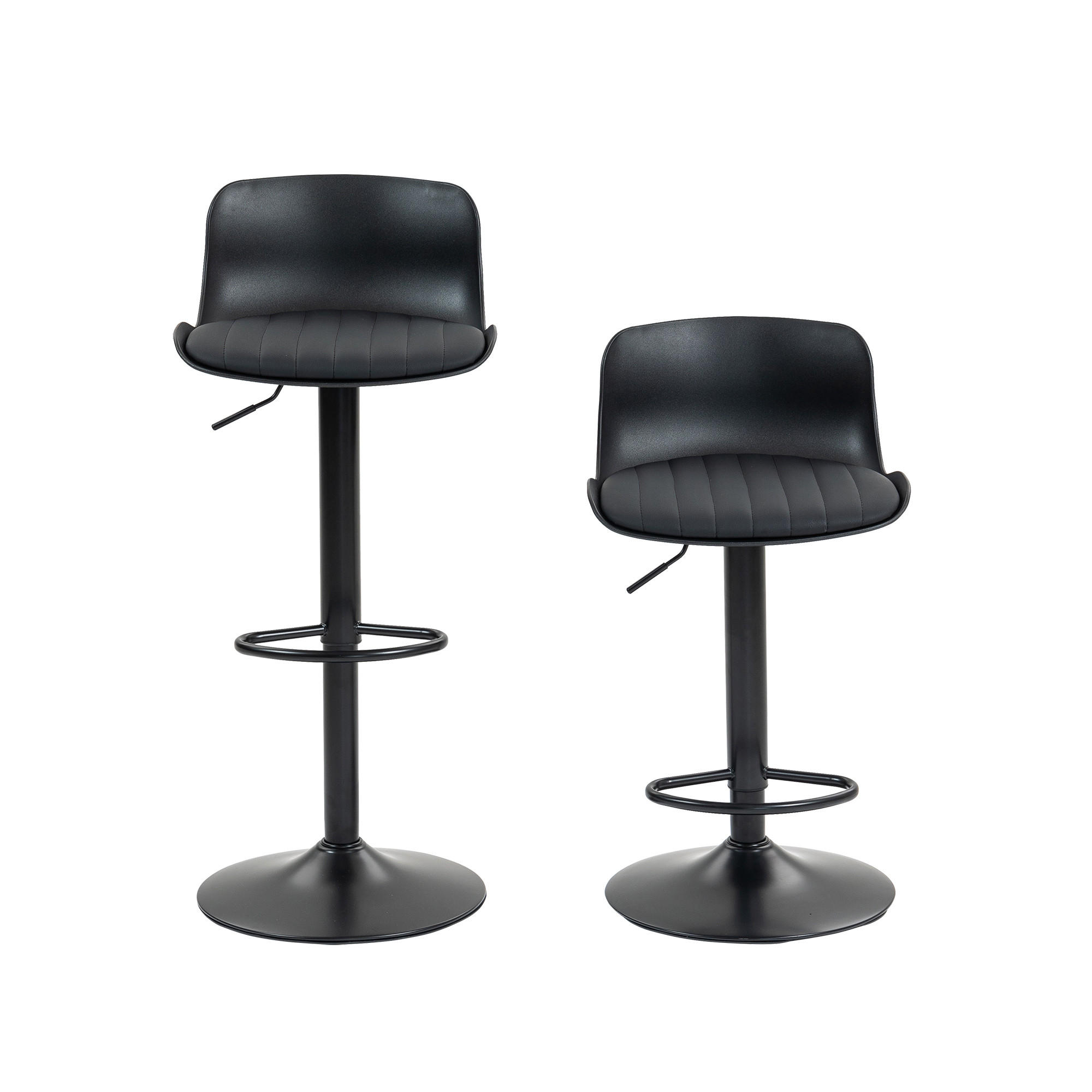 BARHOCKER Schwarz 2er-Set mit Kunstleder drehbar & höhenverstellbar - Schwarz, Metall (43/80/44cm) - PANGIVO
