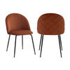 STUHL 2er-Set - Samt & schwarzer Edelstahl - Terracotta - MELBOURNE - Braun, Textil (55/77/50cm) - Vente-Unique