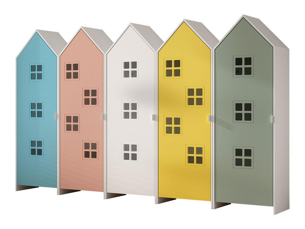 REGALSCHRANK Set Kania 288x37x171 MDF Weiß /Bunt - Multicolor, Holzwerkstoff (288/171/37cm) - 58aufmkessel
