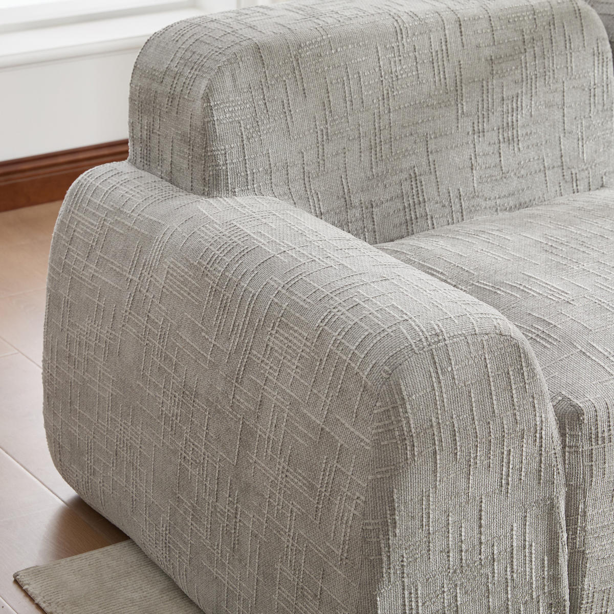ECKSOFA Chenille Grau - Grau, Textil (269.5/182.5cm) - WISHDOR