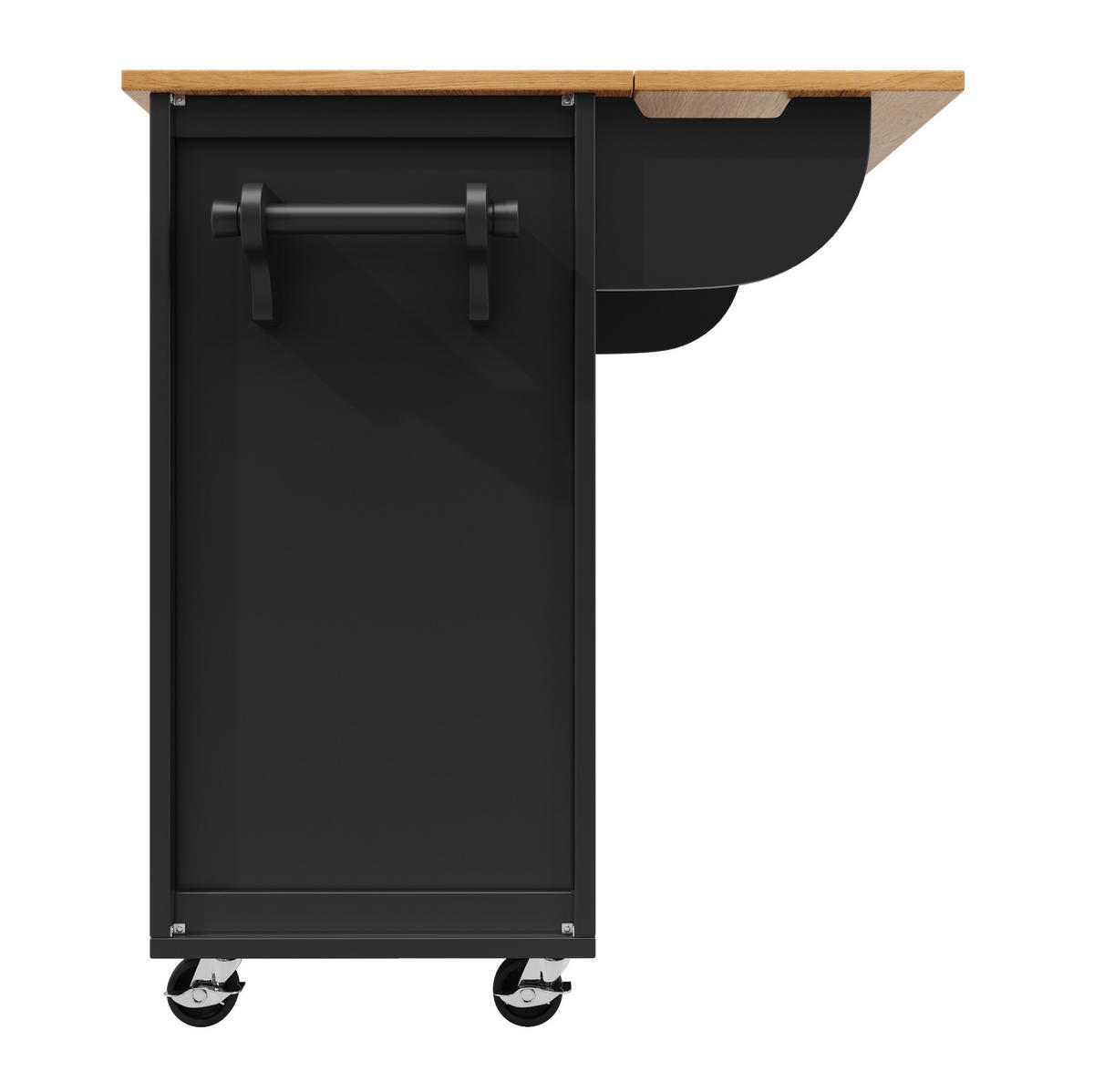 KÜCHENINSEL 137.9x73x92cm Schwarz mit 2 Schubladen & 5 Rollen - Schwarz, Holzwerkstoff (137.9/92/73cm) - Modfu