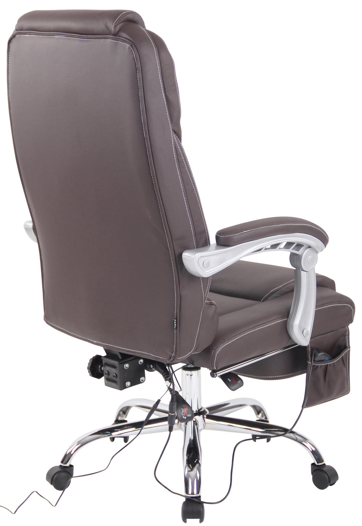CHEFSESSEL Echtleder Braun - Chromfarben/Braun, Leder/Metall (69/118/64cm) - CLP