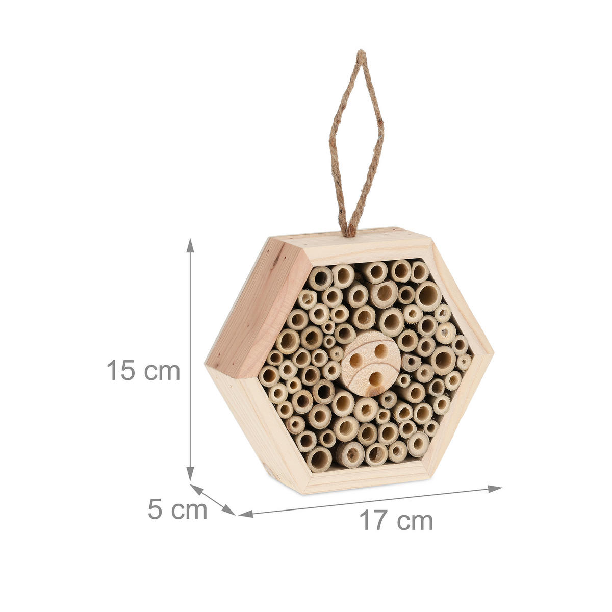 INSEKTENHOTEL - Hellbraun, Holz (17/15/5cm) - Relaxdays