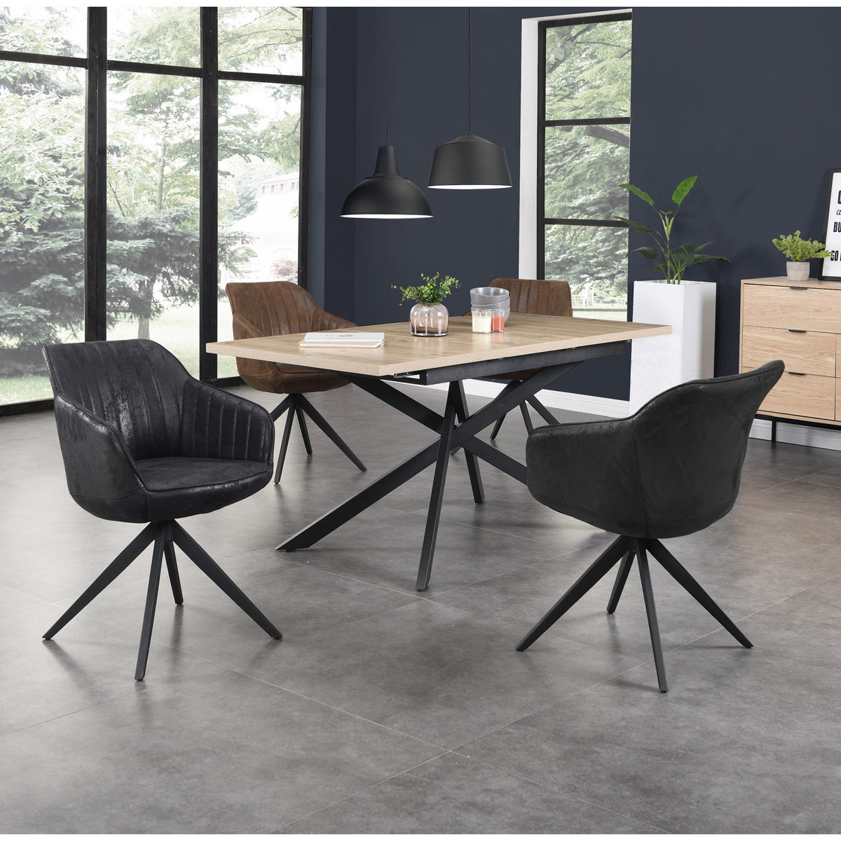 ARMLEHNSTUHL ARVIT Schwarz - Schwarz, Textil/Metall (57/81/62cm) - B&D Home