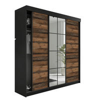 SCHIEBETÜRENSCHRANK LAMARO - 250x205x59cm - Schwarz & Old Style - Dunkelbraun/Schwarz, Holzwerkstoff (250/205/59cm) - Kier Furniture