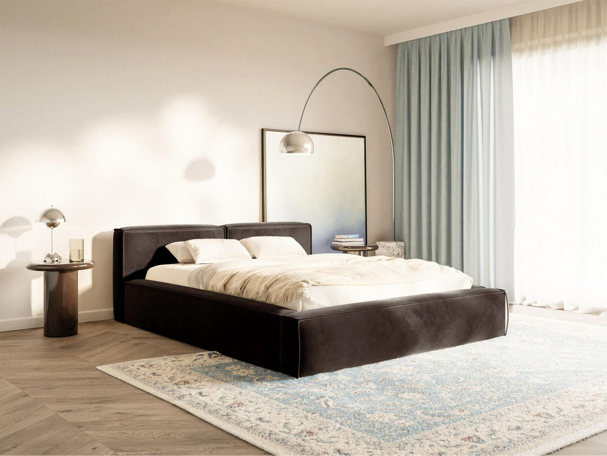 POLSTERBETT Tilves Slim Braun 140x200 cm - Schwarz/Braun, Kunststoff/Textil (140/200cm) - Selsey