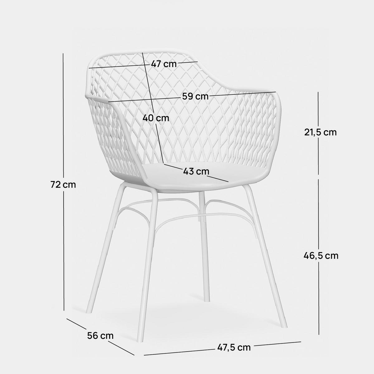 GARTENSTUHL Stal Weiß 59 cm x 72 cm 2er-Set - Weiß, Kunststoff (59/72/56cm) - Klast Home