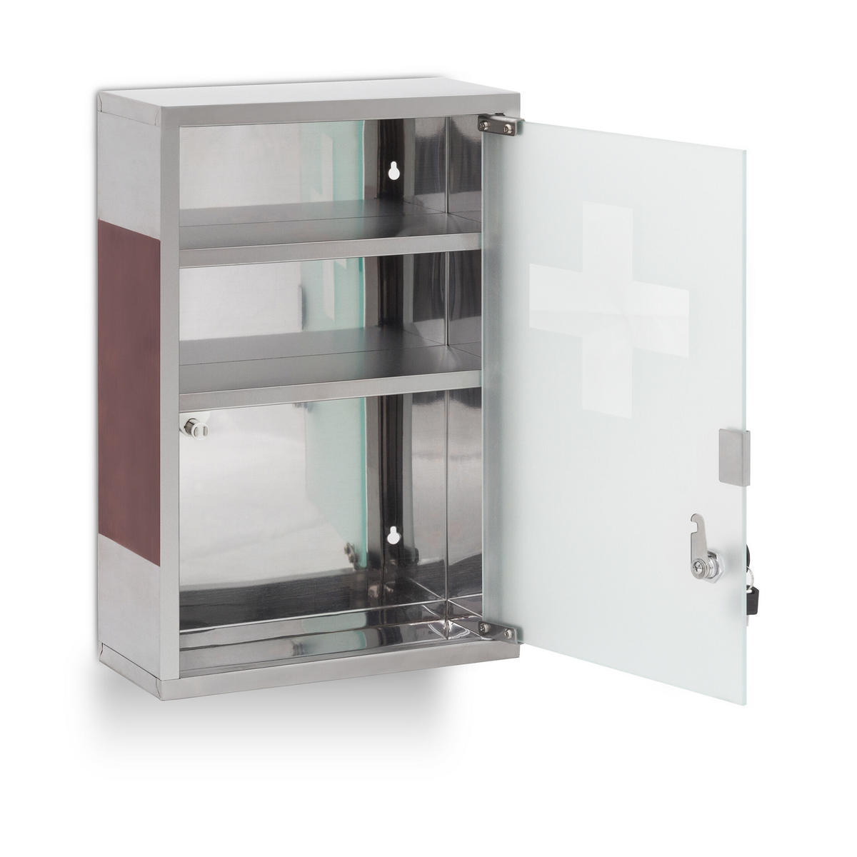 DULAP Argintiu din inox cu încuietoare 3 compartimente 45x30x12 cm - multicolor, sticlă/metal (30/45/12cm) - Relaxdays