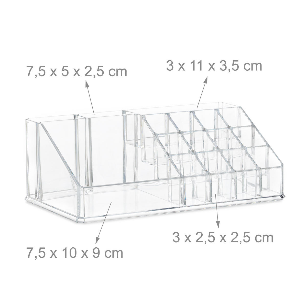 MAKEUP Organizer - Transparent, Kunststoff (24/19/13.5cm) - Relaxdays