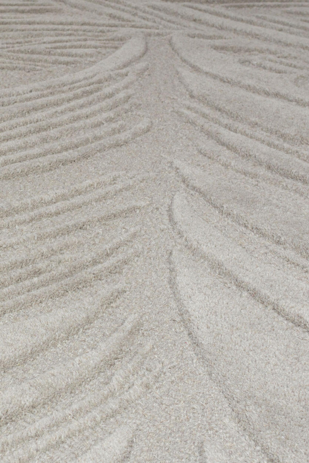WOLLTEPPICH Blatt-Design, handgetuftet LEVEN LEE, Grau 120x170 cm - Grau, Textil (120/170cm) - KADIMA DESIGN