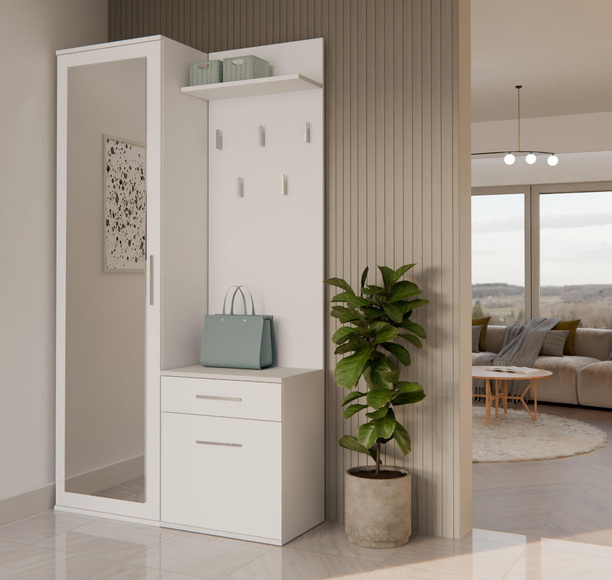 ŠATNÍK moderní se zrcadlem Skříň Duo bílá 100/180/35 - bílá, kompozitní dřevo (100/180/35cm) - RAUMHIRSCH FURNITURE