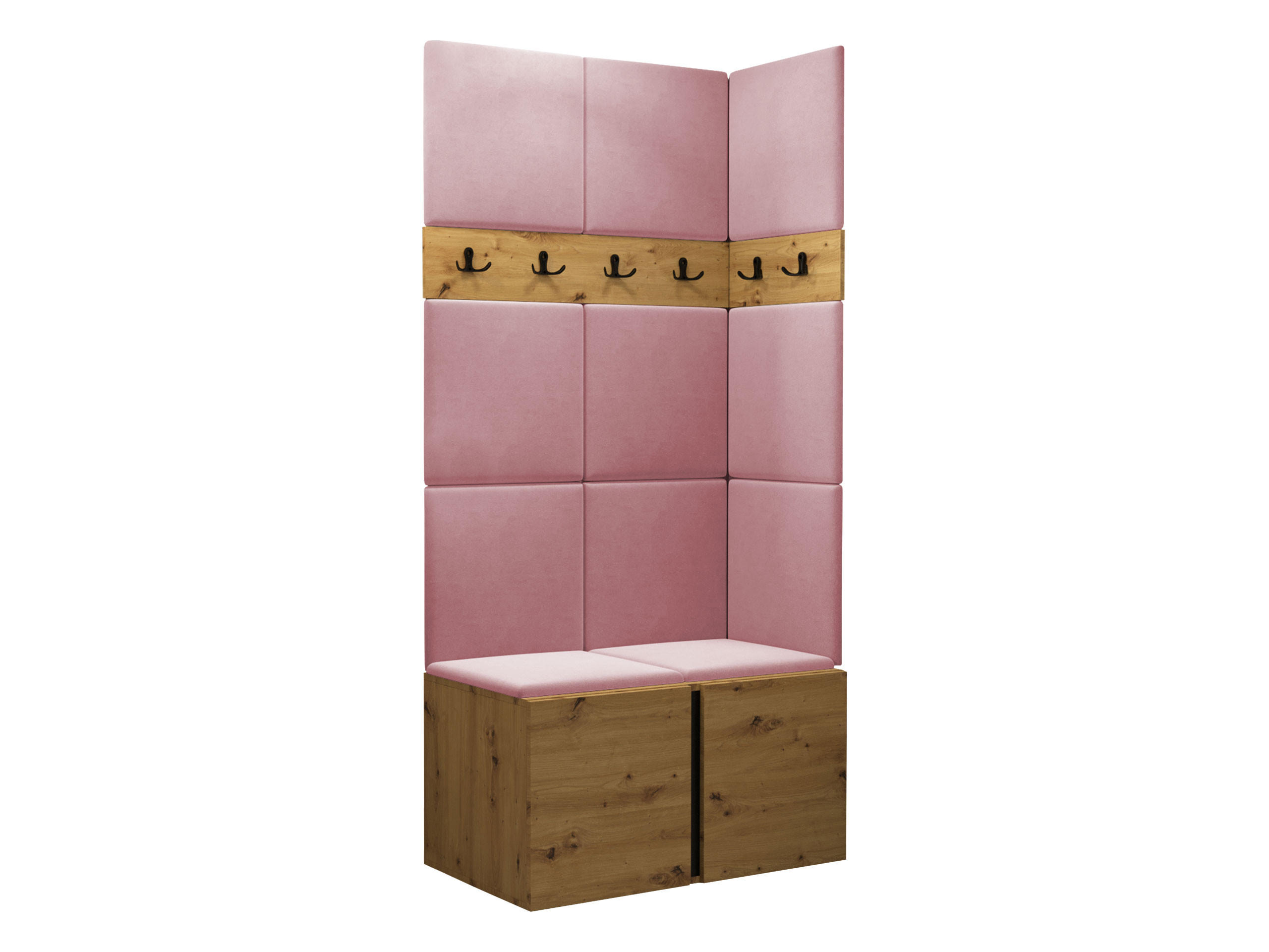 GARDEROBEN-SET Orion I - Eiche Artisan/Rosa, Holzwerkstoff/Kunststoff (84/186/46cm) - MIRJAN24