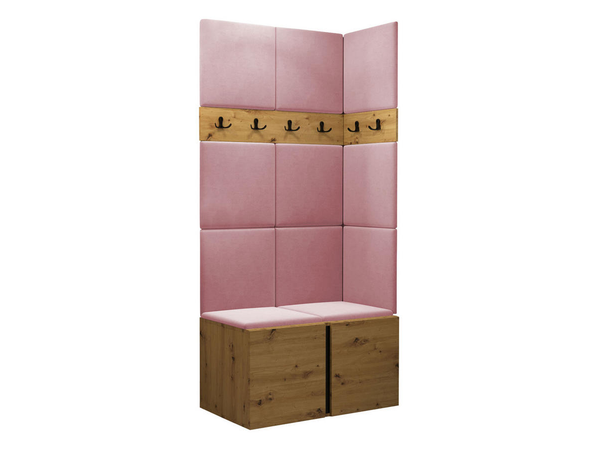 GARDEROBEN-SET Orion I - Eiche Artisan/Rosa, Holzwerkstoff/Kunststoff (84/186/46cm) - MIRJAN24