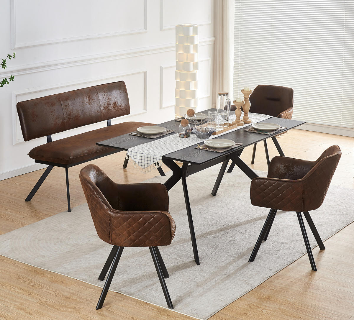 SITZBANK JUNA 160/57/86 cm Braun - Braun, Textil/Metall (160/86/57cm) - B&D Home