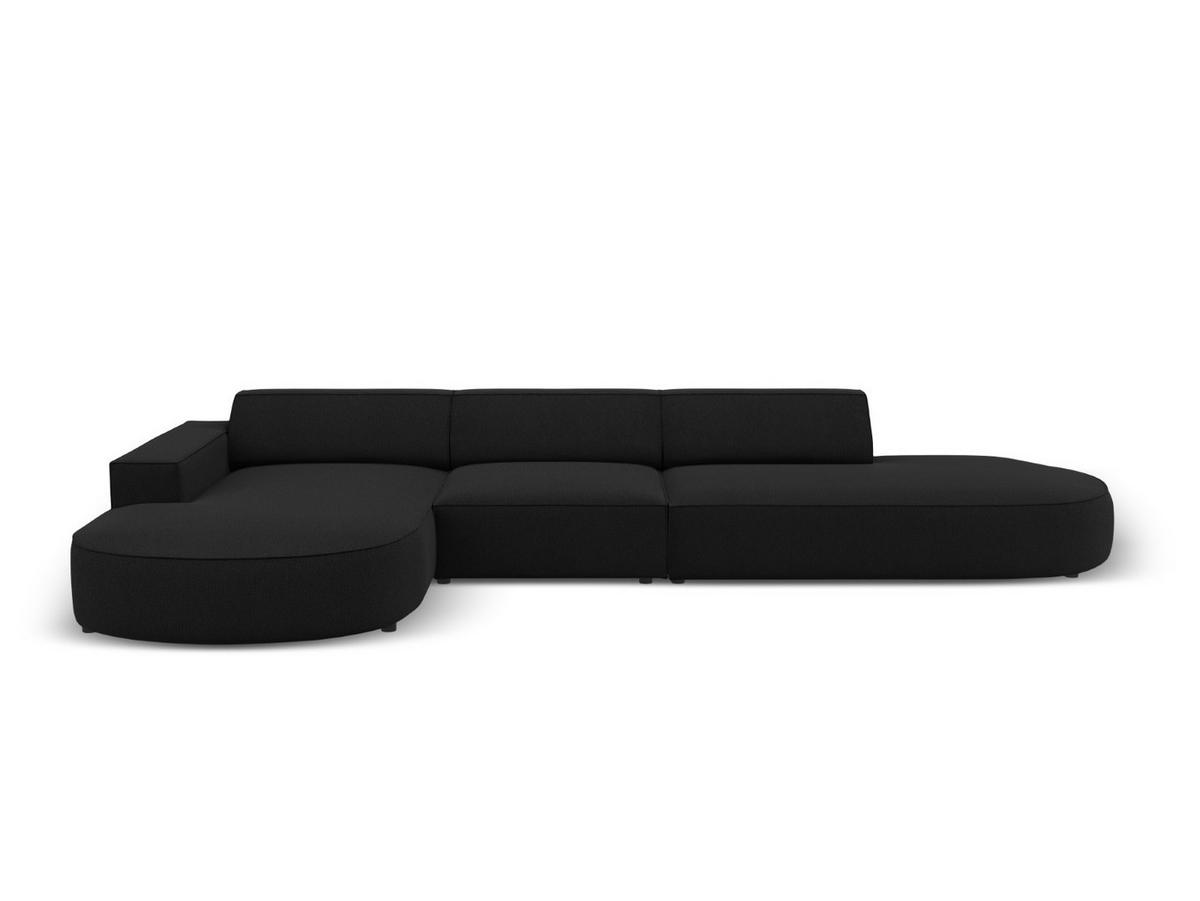 ECKSOFA links Jodie aus strukturiertem Stoff schwarz 4 Sitzplätze - Schwarz, Textil (166/342cm) - Micadoni