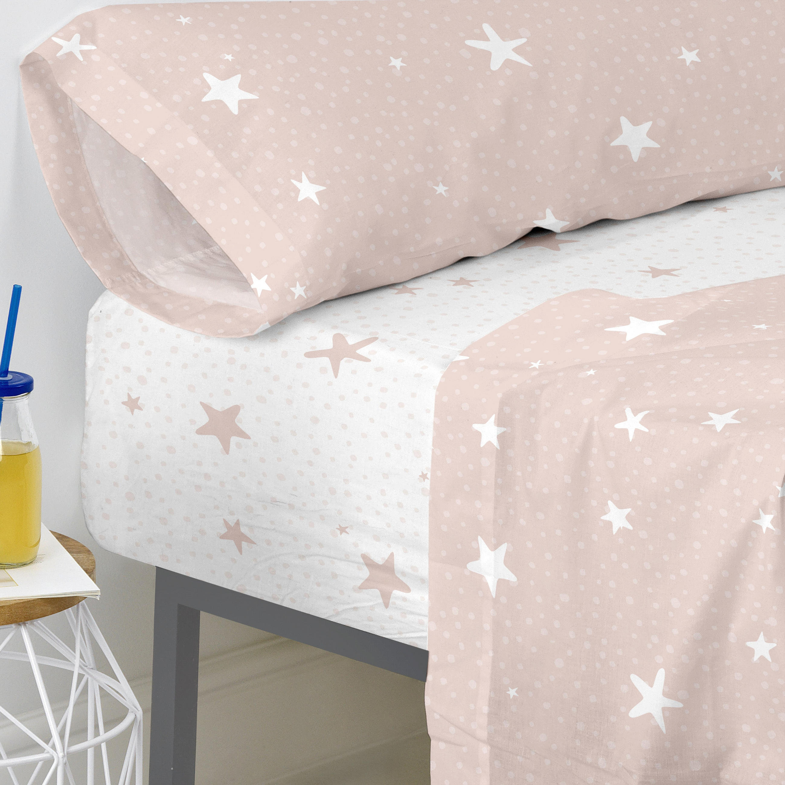 SPANNBETTTUCH little star 105x200x32 cm rosa - Pink, Textil (105/200cm) - Happy Friday