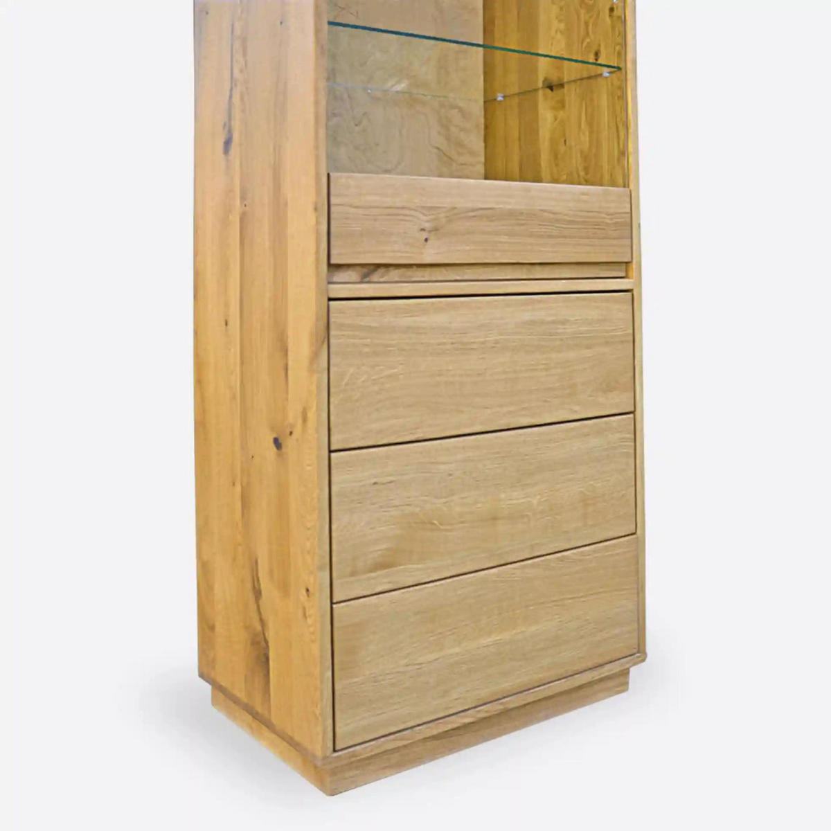 EICHEN-VITRINE mit Glasfront, Säule für das Wohnzimmer CORA - Eichefarben, Holz (60/190/40cm) - Rawood Furniture
