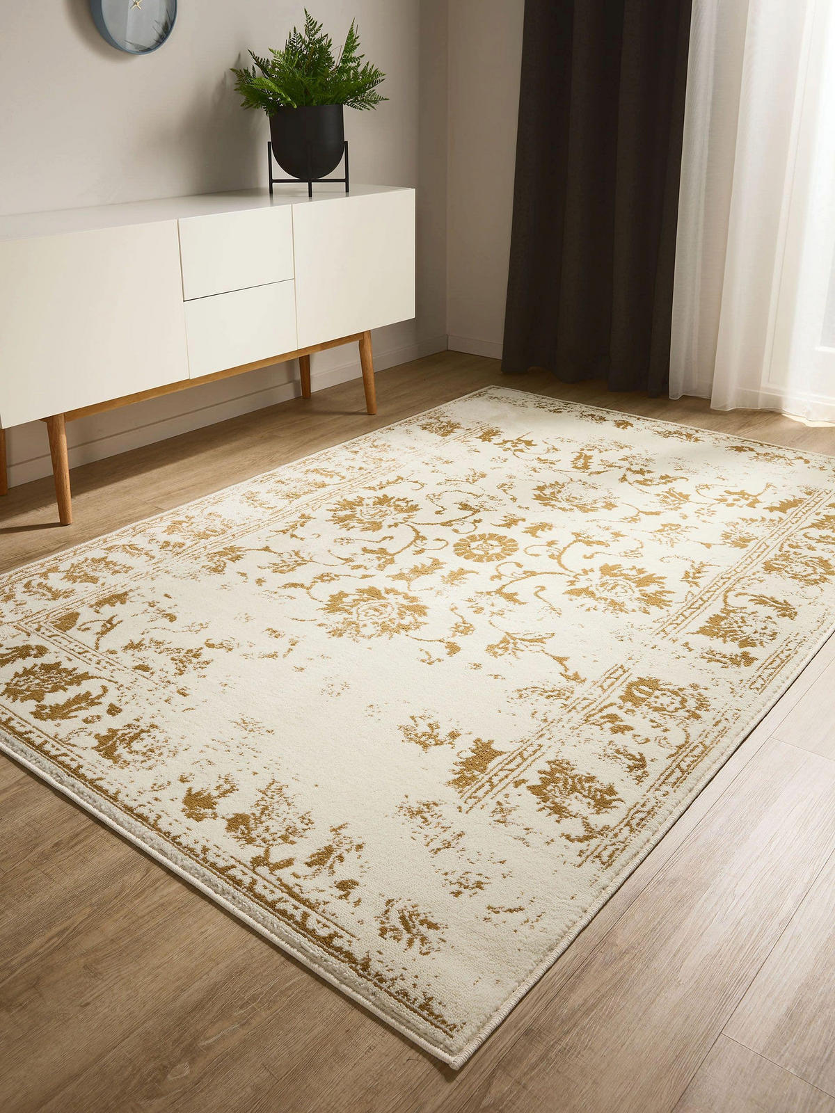 VINTAGE-TEPPICH Suki 200/300 cm - Gelb/Creme, Kunststoff (200/300cm) - benuta