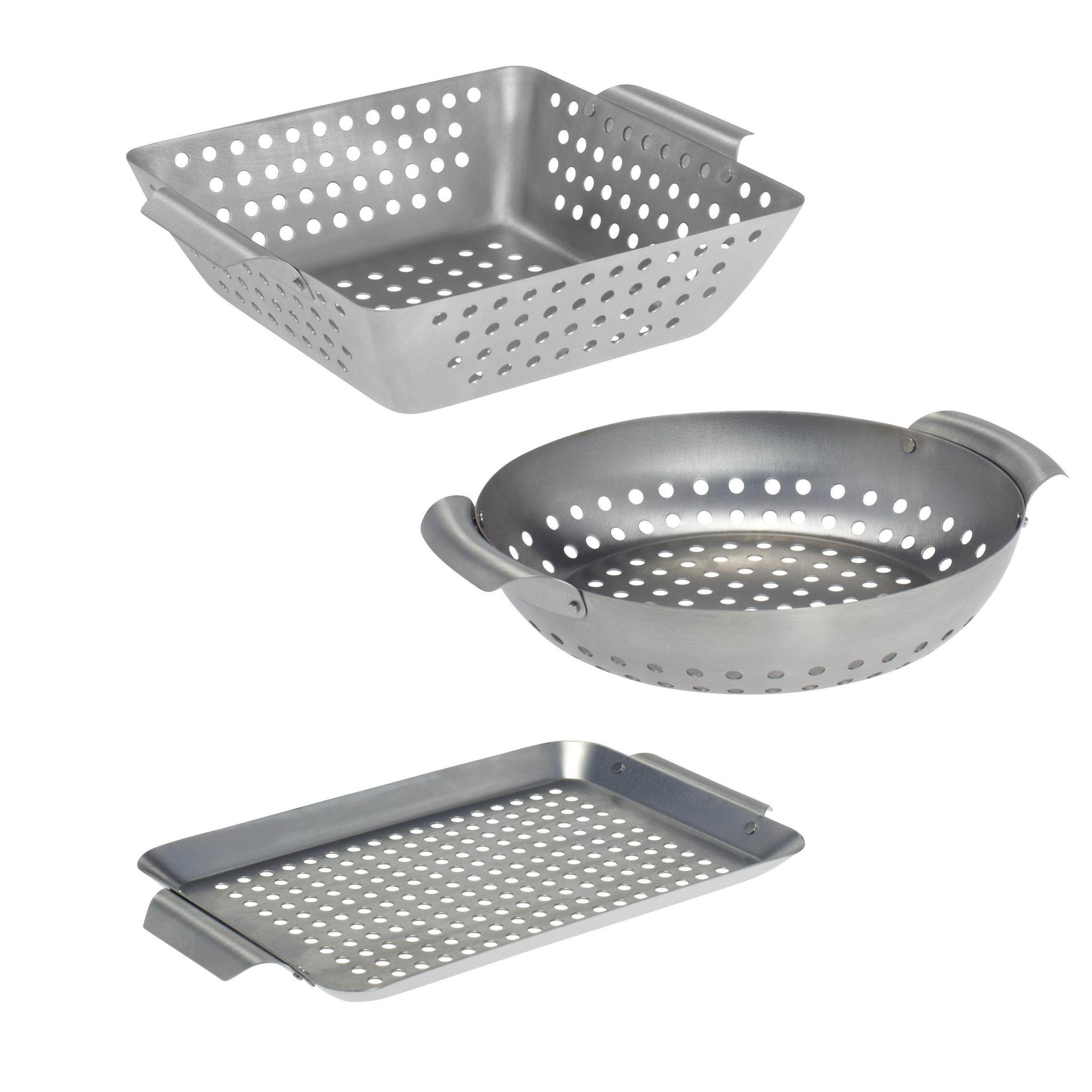 GRILLKÖRBE 3er-Set, silber, Metall - Edelstahlfarben, Metall (18.5/32/1.5cm) - bremermann